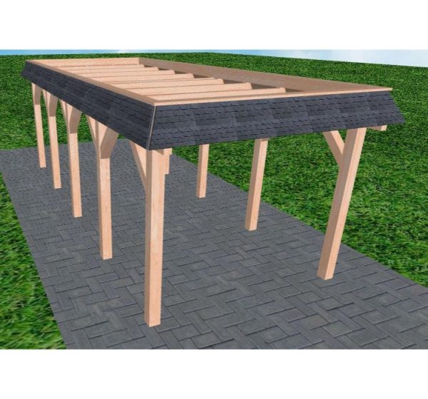 JODA Carport Gettorf MO Natur Walmblende, Flachdach ohne Bedachung