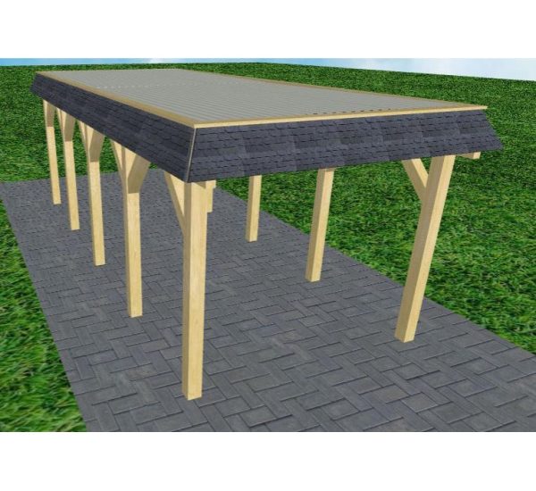 JODA Carport Gettorf MT Classic Walmblende, Flachdach mit Stahl-Trapezplatten Antikondens