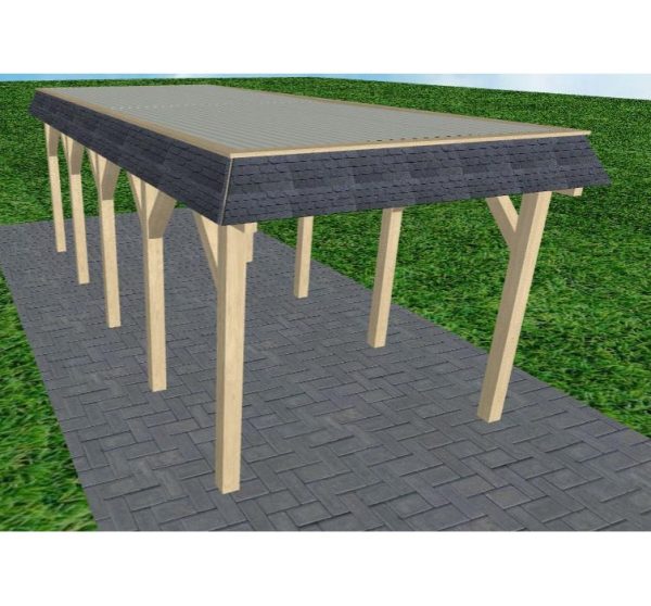 JODA Carport Gettorf MT Master Walmblende, Flachdach mit Stahl-Trapezplatten Antikondens