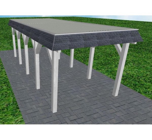 JODA Carport Gettorf MT Select Walmblende, Flachdach mit Stahl-Trapezplatten Antikondens