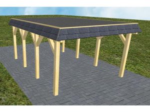 JODA Carport Glinde KF Classic Walmblende, Flachdach mit EPDM Folie