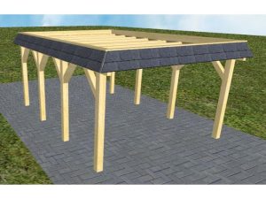 JODA Carport Glinde KO Classic Walmblende, Flachdach ohne Bedachung