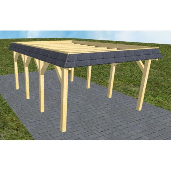 JODA Carport Glinde KO Classic Walmblende, Flachdach ohne Bedachung