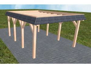 JODA Carport Glinde KO Natur Walmblende, Flachdach ohne Bedachung