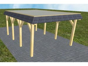 JODA Carport Glinde KT Classic Walmblende, Flachdach mit Stahl-Trapezplatten Antikondens