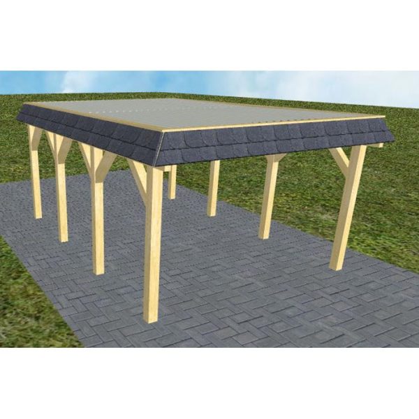 JODA Carport Glinde KT Classic Walmblende, Flachdach mit Stahl-Trapezplatten Antikondens