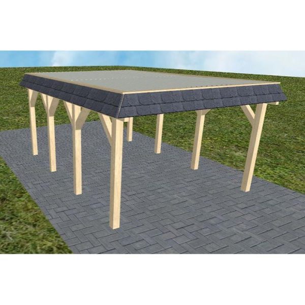 JODA Carport Glinde KT Master Walmblende, Flachdach mit Stahl-Trapezplatten Antikondens