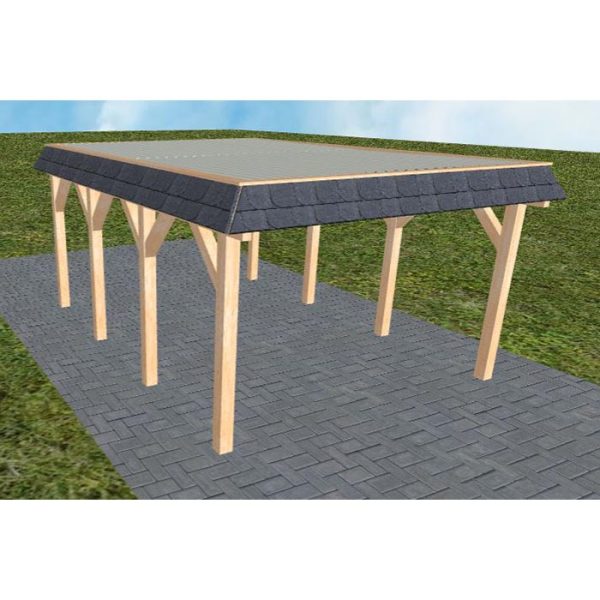 JODA Carport Glinde KT Perfect Walmblende, Flachdach mit Stahl-Trapezplatten Antikondens