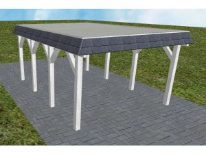 JODA Carport Glinde KT Select Walmblende, Flachdach mit Stahl-Trapezplatten Antikondens