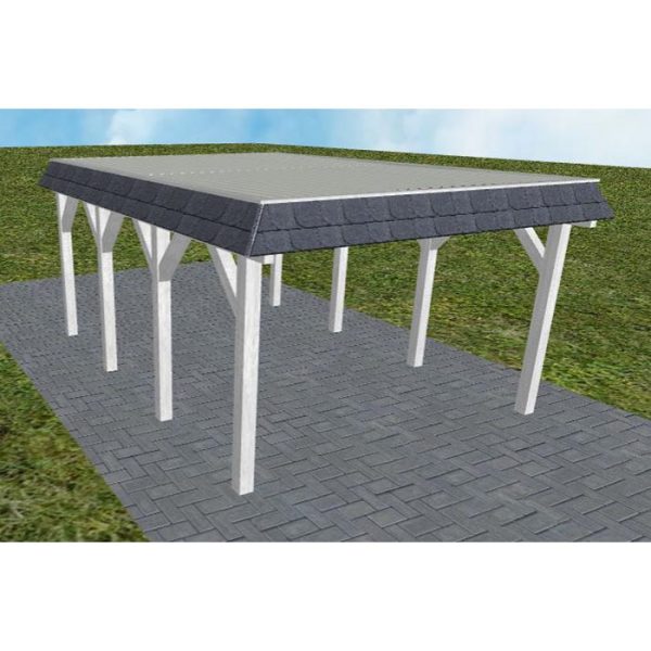 JODA Carport Glinde KT Select Walmblende, Flachdach mit Stahl-Trapezplatten Antikondens