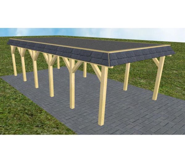 JODA Carport Glinde LF Classic Walmblende, Flachdach mit EPDM Folie