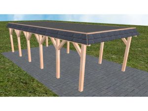 JODA Carport Glinde LF Natur Walmblende, Flachdach mit EPDM Folie