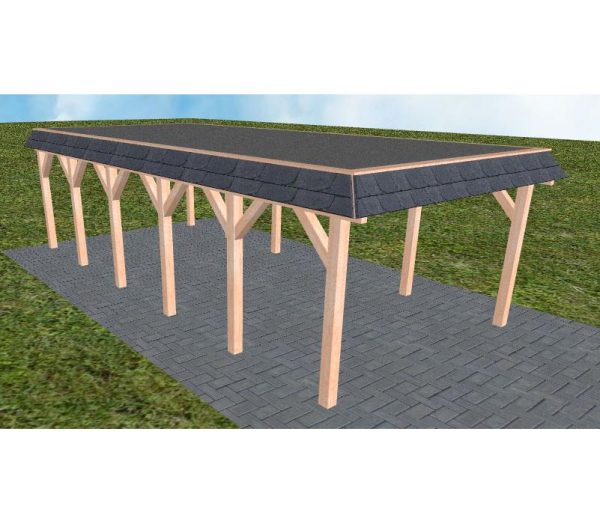 JODA Carport Glinde LF Natur Walmblende, Flachdach mit EPDM Folie