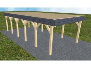 JODA Carport Glinde LG Master Walmblende, Flachdach vorb.f. Gründach