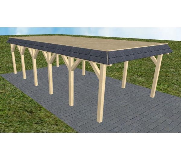 JODA Carport Glinde LG Master Walmblende, Flachdach vorb.f. Gründach