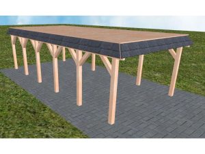 JODA Carport Glinde LG Natur Walmblende, Flachdach vorb.f. Gründach