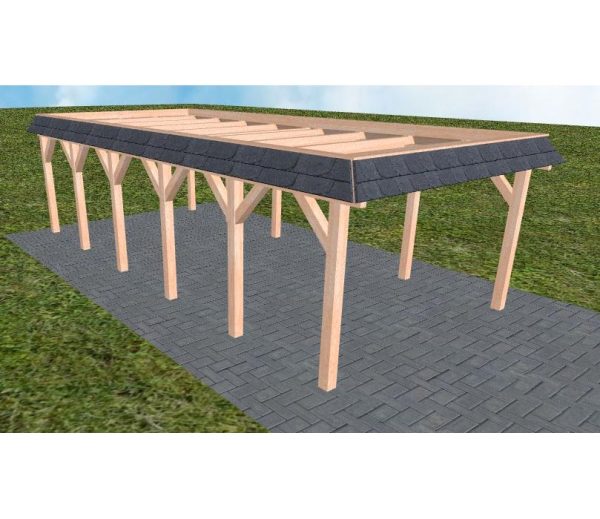 JODA Carport Glinde LO Natur Walmblende, Flachdach ohne Bedachung