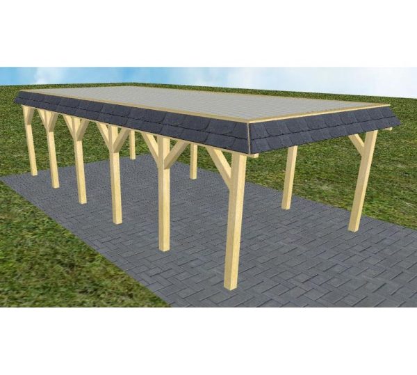 JODA Carport Glinde LT Classic Walmblende, Flachdach mit Stahl-Trapezplatten Antikondens