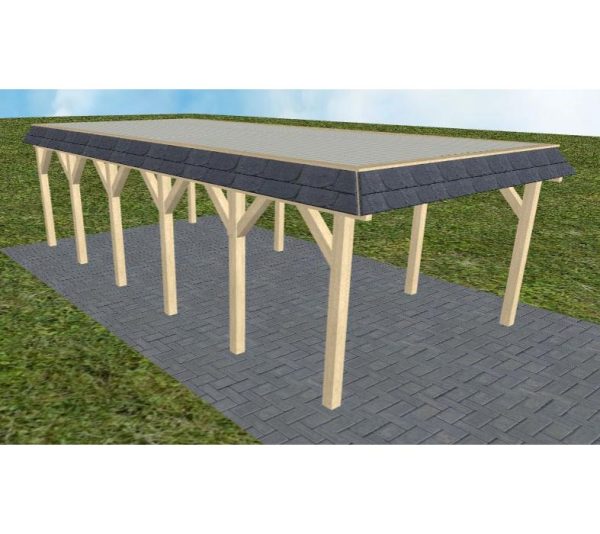JODA Carport Glinde LT Master Walmblende, Flachdach mit Stahl-Trapezplatten Antikondens