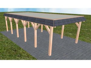 JODA Carport Glinde LT Natur Walmblende, Flachdach mit Stahl-Trapezplatten Antikondens