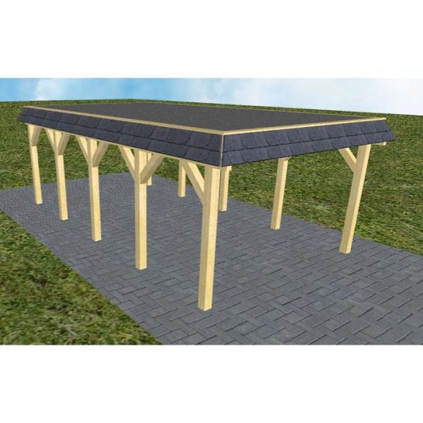 JODA Carport Glinde MF Classic Walmblende, Flachdach mit EPDM Folie