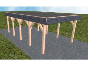 JODA Carport Glinde MF Natur Walmblende, Flachdach mit EPDM Folie