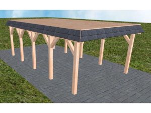 JODA Carport Glinde MG Natur Walmblende, Flachdach vorb.f. Gründach