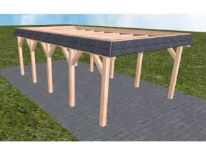 JODA Carport Glinde MO Natur Walmblende, Flachdach ohne Bedachung