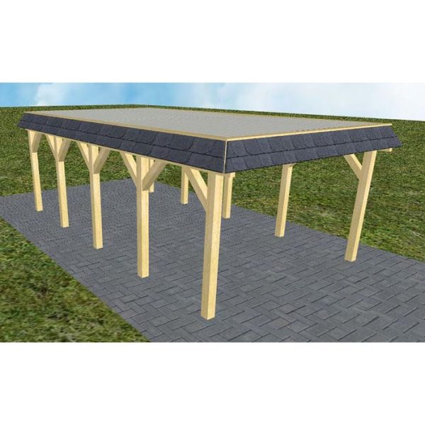 JODA Carport Glinde MT Classic Walmblende, Flachdach mit Stahl-Trapezplatten Antikondens