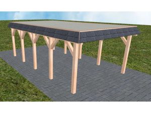 JODA Carport Glinde MT Natur Walmblende, Flachdach mit Stahl-Trapezplatten Antikondens