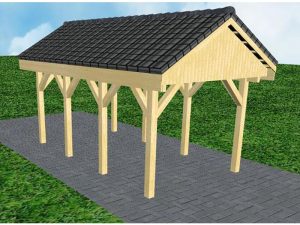 JODA Carport Malchow KD Classic Satteldach, incl. Pfannen und Rinne