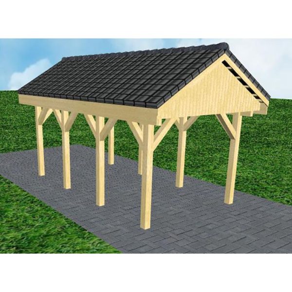 JODA Carport Malchow KD Classic Satteldach, incl. Pfannen und Rinne