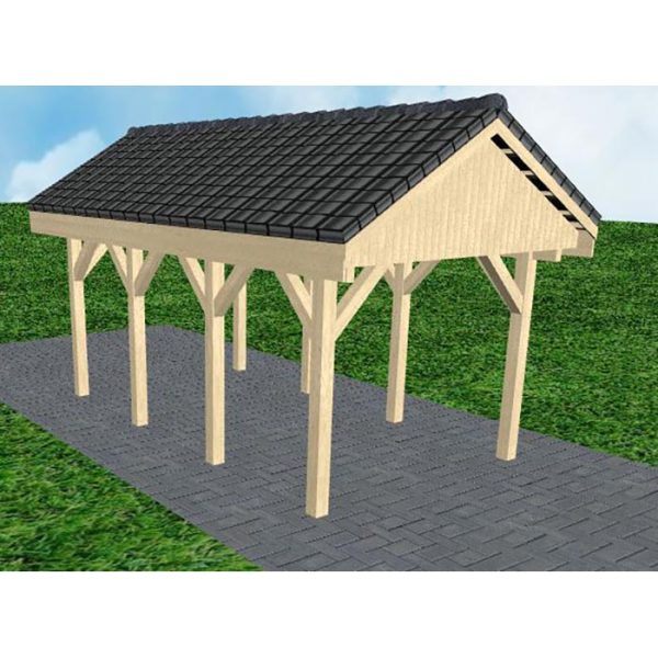 JODA Carport Malchow KD Master Satteldach, incl. Pfannen und Rinne