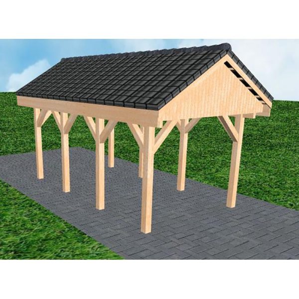 JODA Carport Malchow KD Perfect Satteldach, incl. Pfannen und Rinne
