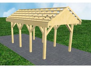 JODA Carport Malchow KO Classic Satteldach, ohne Rinne, ohne Pfannen