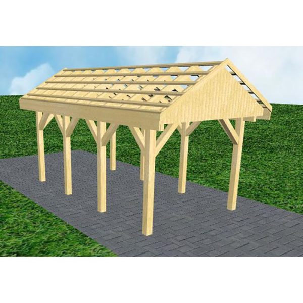 JODA Carport Malchow KO Classic Satteldach, ohne Rinne, ohne Pfannen