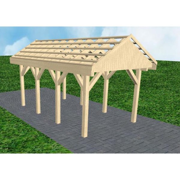 JODA Carport Malchow KO Master Satteldach, ohne Rinne, ohne Pfannen