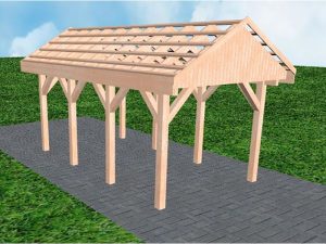JODA Carport Malchow KO Natur Satteldach, ohne Rinne, ohne Pfannen