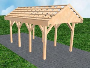 JODA Carport Malchow KO Perfect Satteldach, ohne Rinne, ohne Pfannen