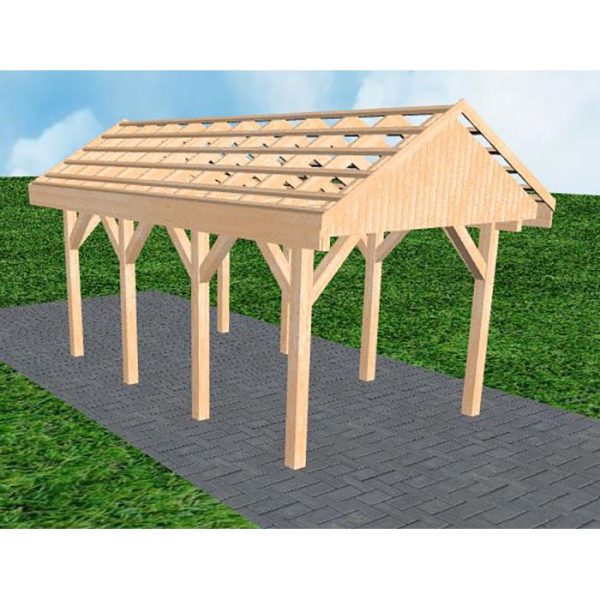 JODA Carport Malchow KO Perfect Satteldach, ohne Rinne, ohne Pfannen