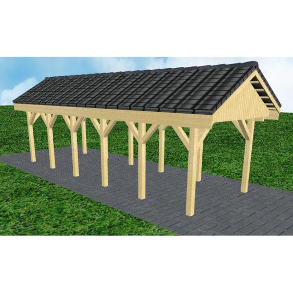 JODA Carport Malchow LD Classic Satteldach, incl. Pfannen und Rinne