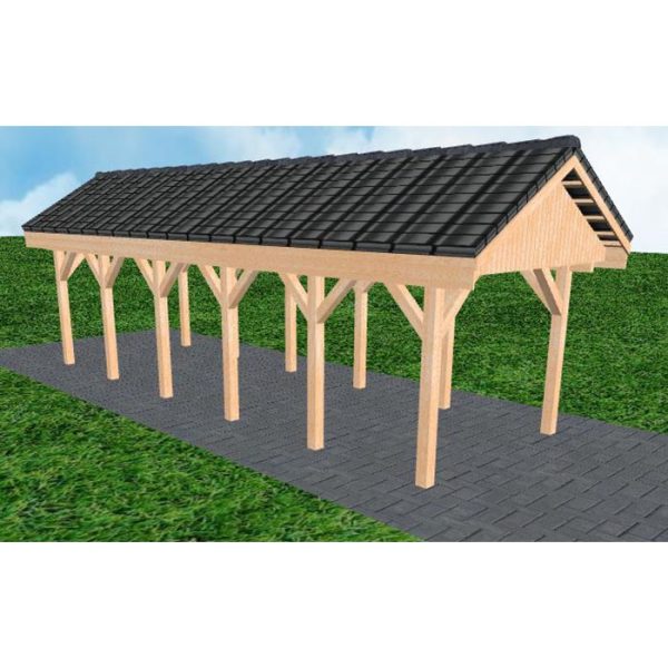 JODA Carport Malchow LD Perfect Satteldach, incl. Pfannen und Rinne