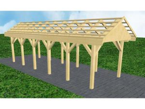JODA Carport Malchow LO Classic Satteldach, ohne Rinne, ohne Pfannen