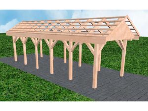 JODA Carport Malchow LO Natur Satteldach, ohne Rinne, ohne Pfannen
