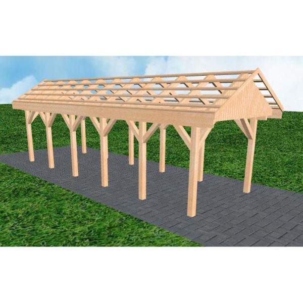 JODA Carport Malchow LO Perfect Satteldach, ohne Rinne, ohne Pfannen