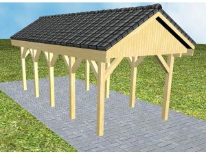 JODA Carport Malchow MD Classic Satteldach, incl. Pfannen und Rinne