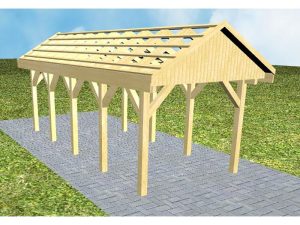 JODA Carport Malchow MO Classic Satteldach, ohne Rinne, ohne Pfannen