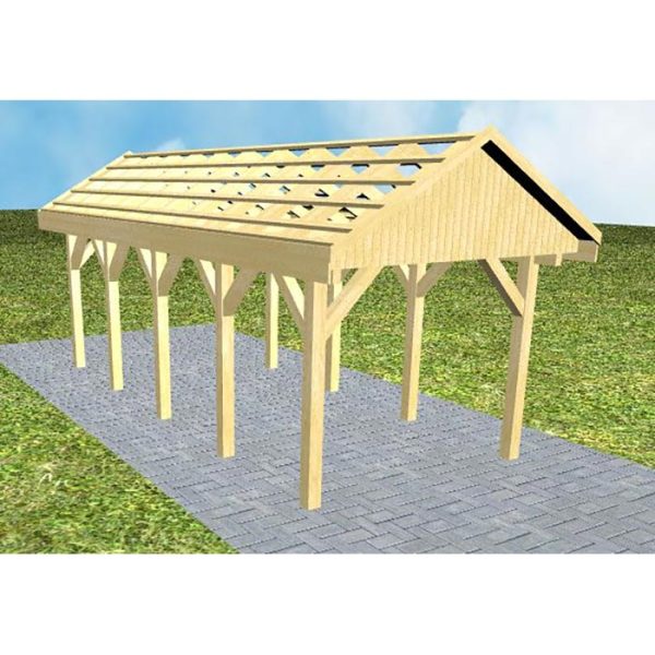 JODA Carport Malchow MO Classic Satteldach, ohne Rinne, ohne Pfannen
