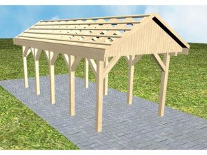 JODA Carport Malchow MO Master Satteldach, ohne Rinne, ohne Pfannen