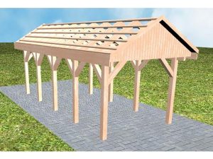 JODA Carport Malchow MO Natur Satteldach, ohne Rinne, ohne Pfannen